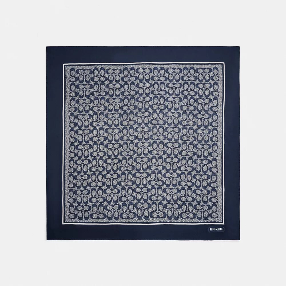 Textured Signature Print Silk Square Scarf